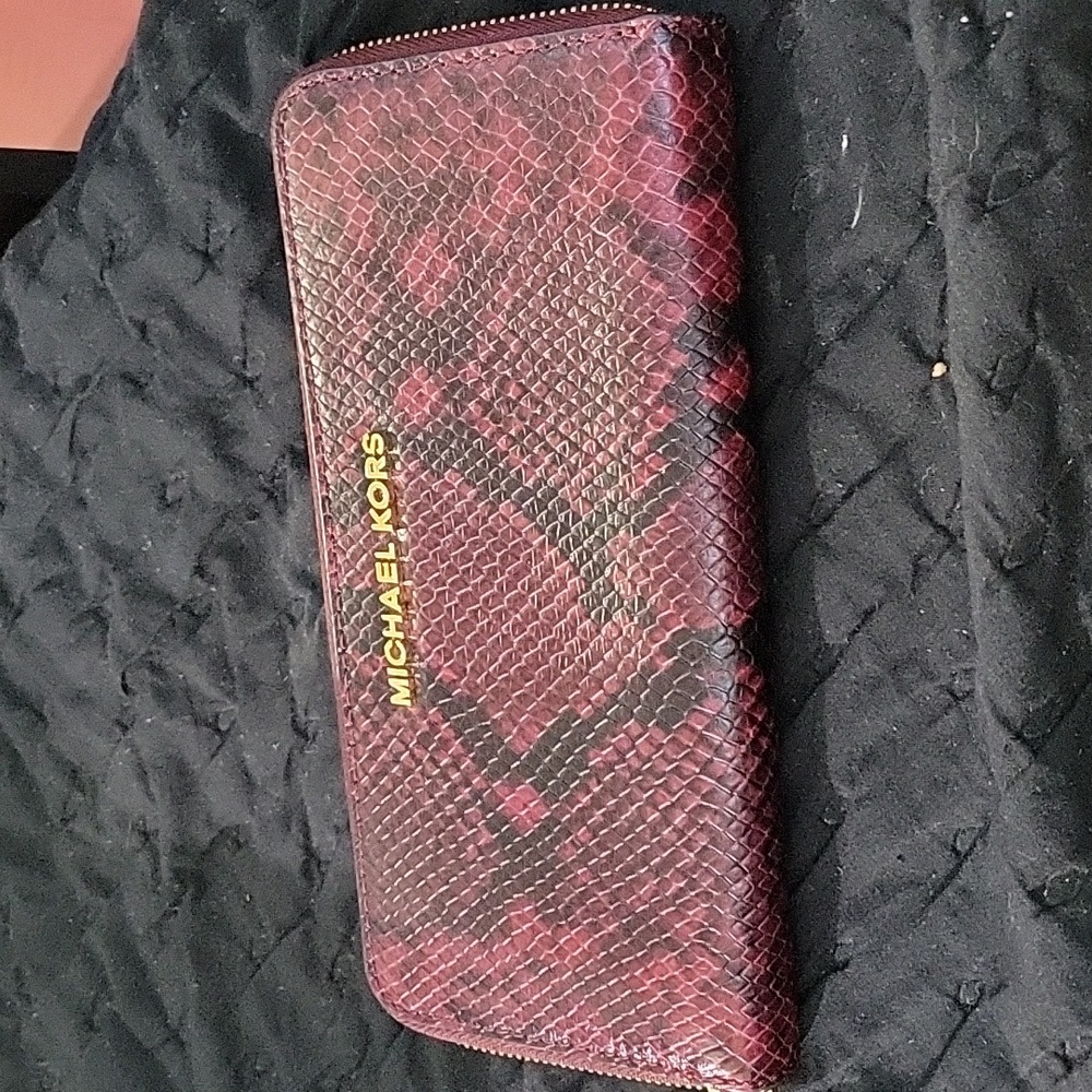 Michael Kors red snake skin wallet